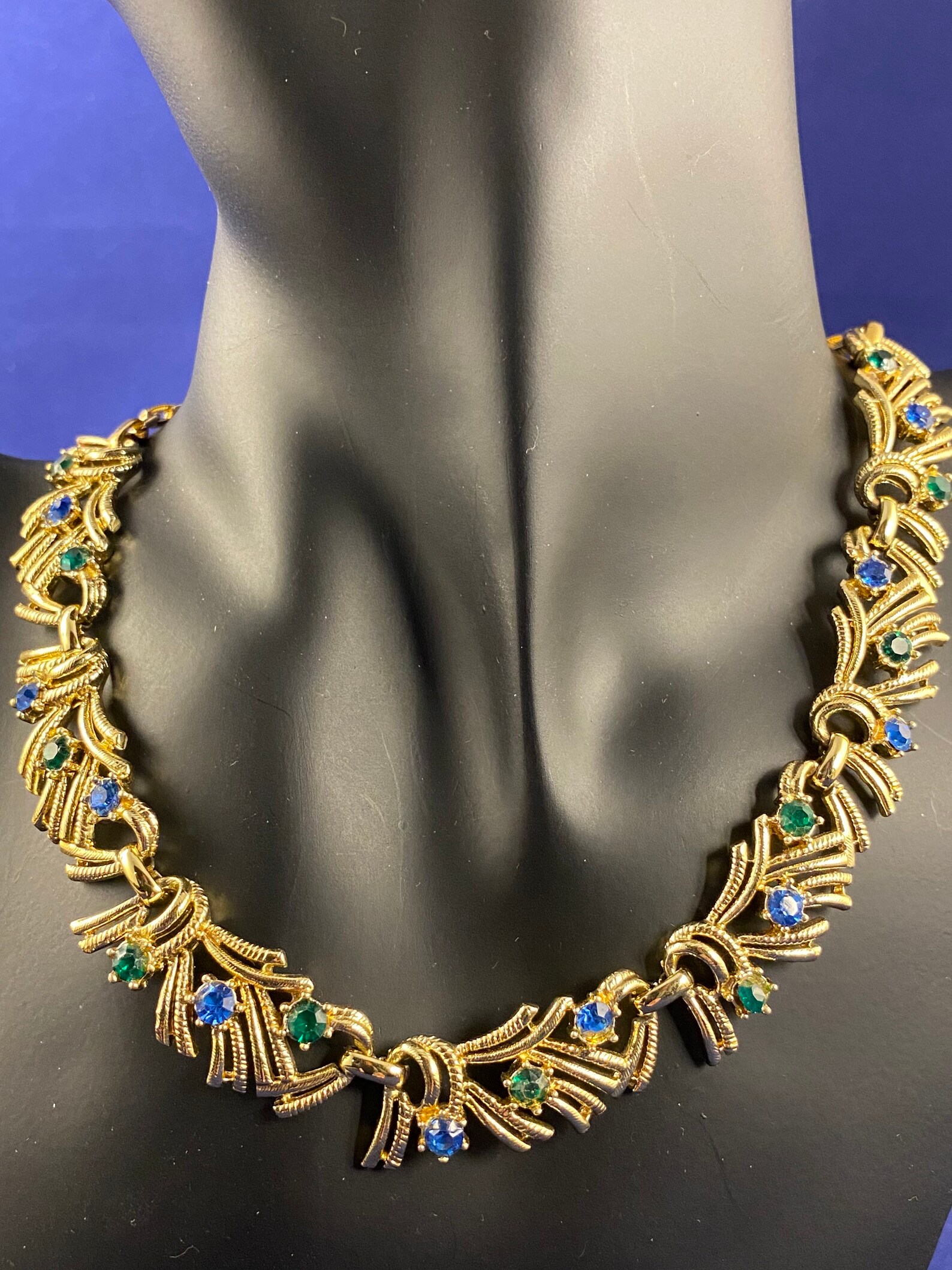 Vintage Coro Gold Tone and Crystal Necklace Etsy