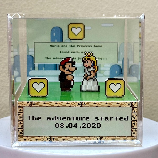 Aanpasbare Mario & Peach-jubileumkubus: gamercadeau