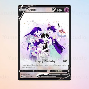 Tarjeta personalizada de feliz cumpleaños OMORI, regalo para él/ella