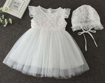 Ella christening dress + christening cap party dress girl dress baby dress summer dress BM36