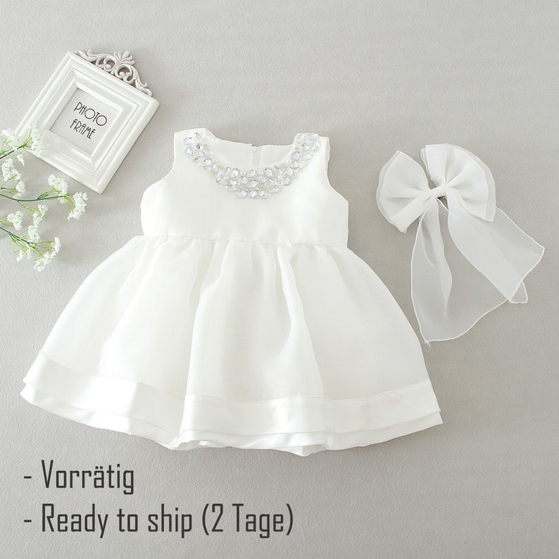 Lea Taufkleid Festkleid Mädchenkleid Babykleid Sommerkleid BM34 Weiß