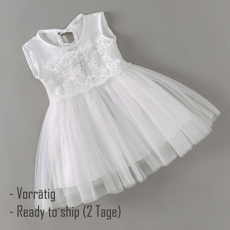 Lina Taufkleid Festkleid Mädchenkleid Babykleid Sommerkleid M45 Weiß