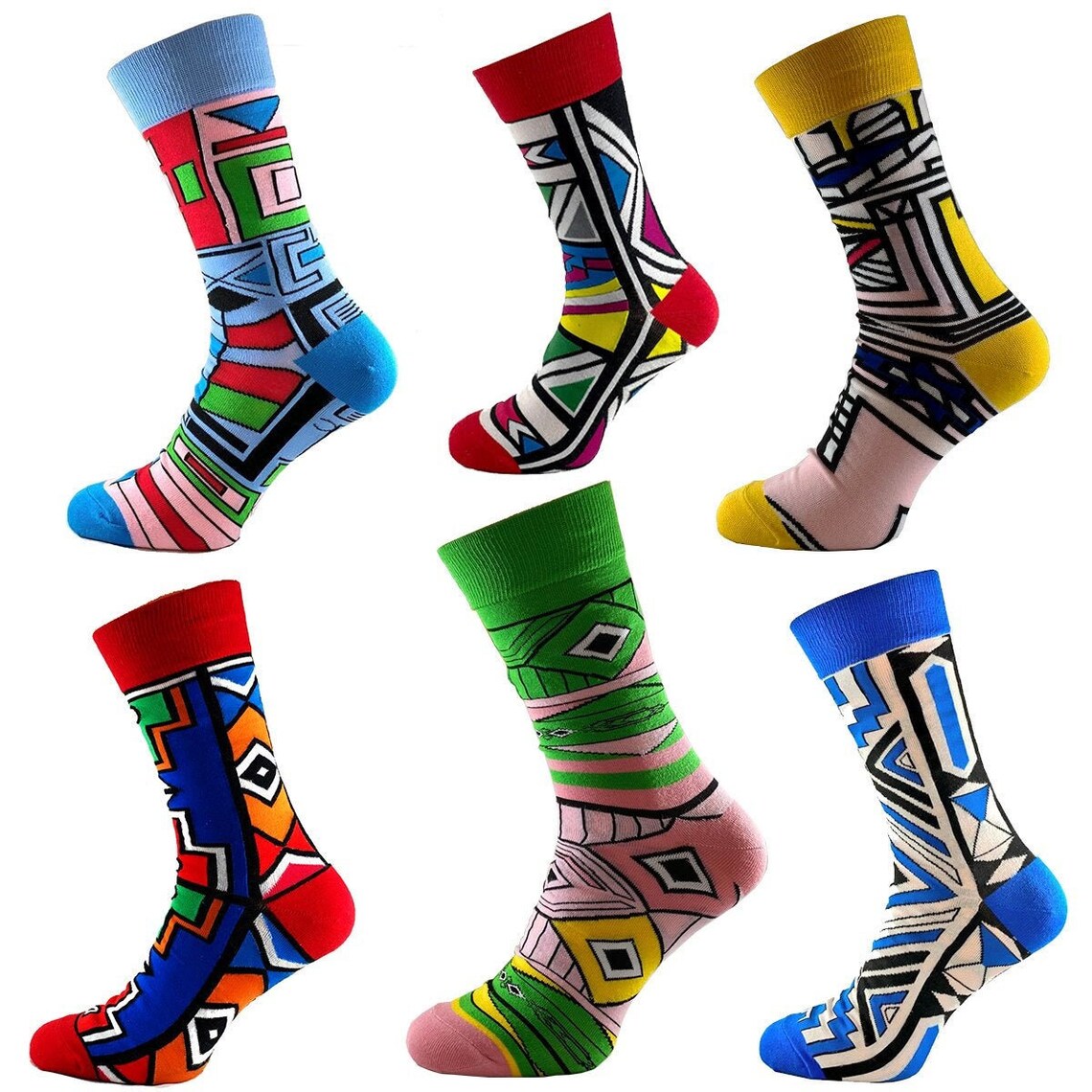 6 Pack African Print Unisex Cultural Fashion Socks Etsy