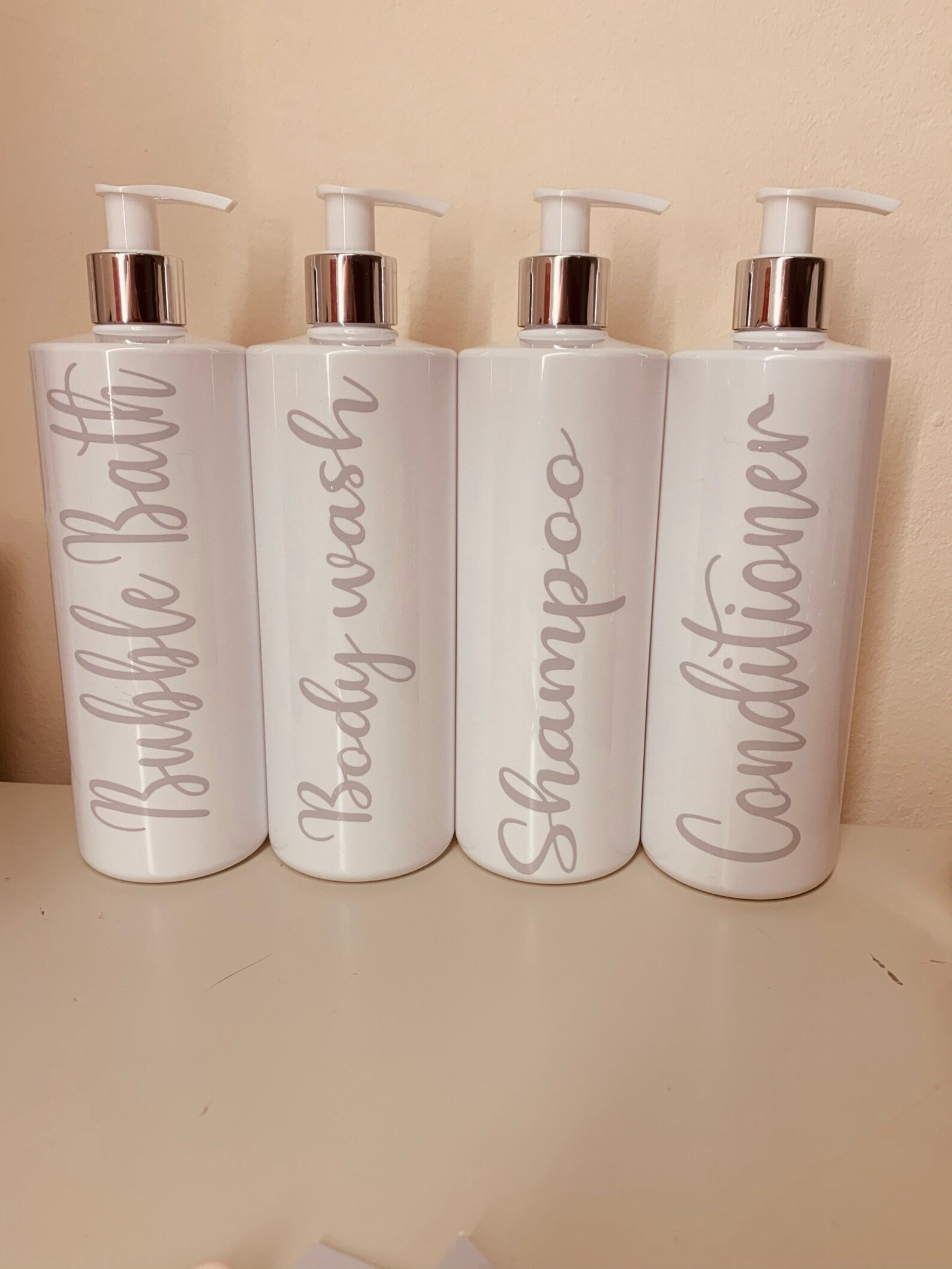 Bathroom labelled pump bottles Etsy