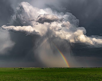 Beautiful Rainbow Under a Storm in Oklahoma - Storm Art