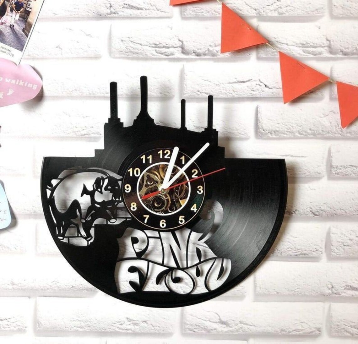 Vinyl Record Clock Wall Clock Vintage Design Music Theme Etsy