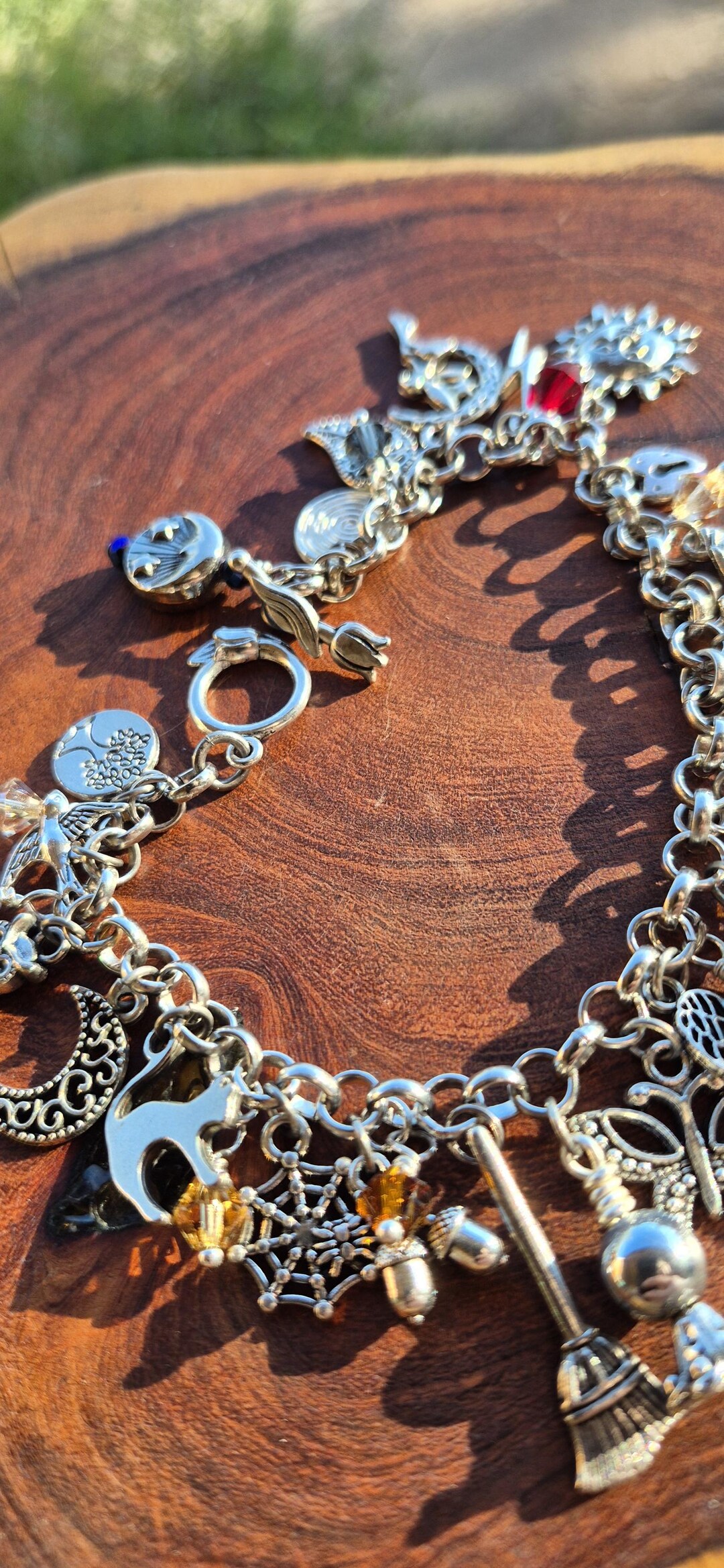 Witcher Rolo Chain Witches Rolo Chain Bracelet Loaded With Silver Charms and Various Color ...