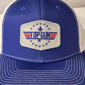 16 Patch Choices Royal Blue/White Mesh Snapback Trucker Hat US Mail Top Gun Eagle POW usps