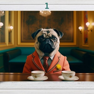 Honden in koffiewenskaarten / mopskaarten als set of individueel