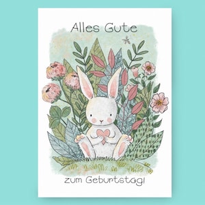 Geburtstagskarte Hase Geburtstagsgeschenk für Groß und Klein Kindergeburtstag