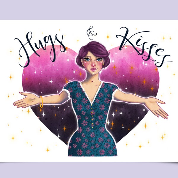 Hugs and kisses Postkarte Liebesbeweis Liebesbrief Valentinstag Grußkarte