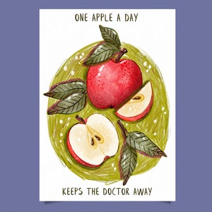 Pommes carte postale carte de voeux santé fruits végétalien végétarien alimentation saine