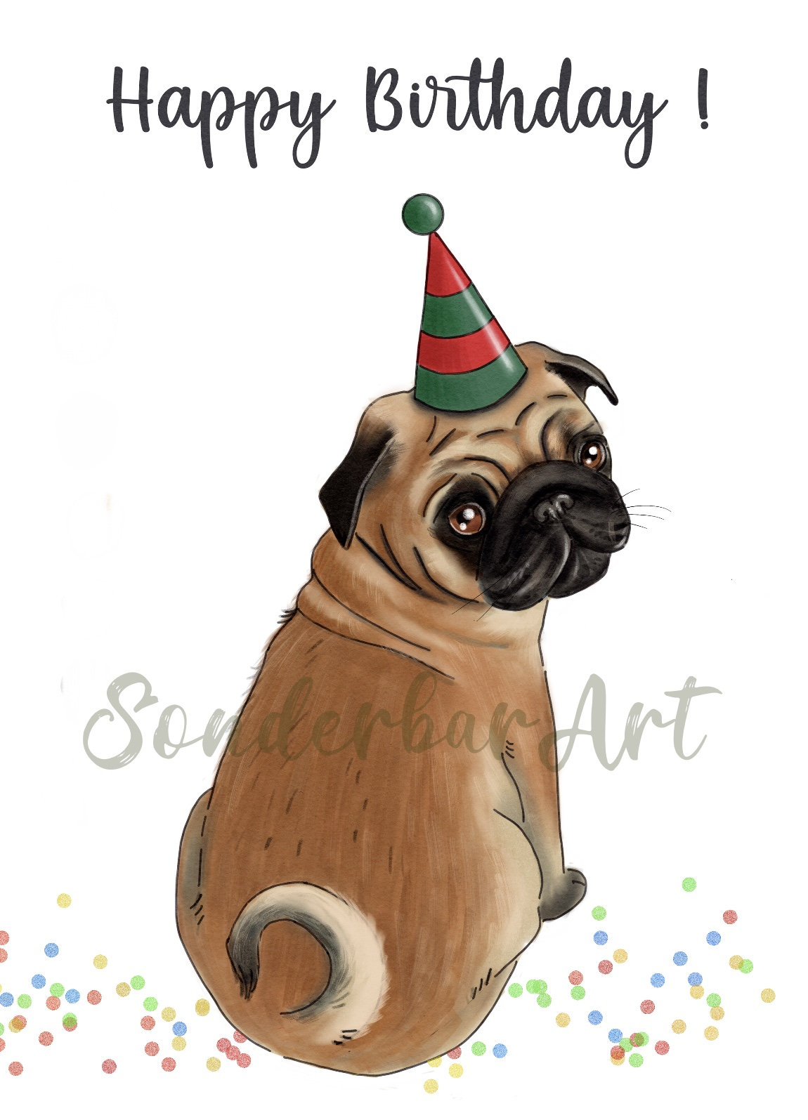 Geburtstagskarte Mops Geburtstag Grußkarte Glückwunschkarte Etsy