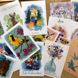 17 Postcard Set Surprise Set Of Different Motifs and Holidays