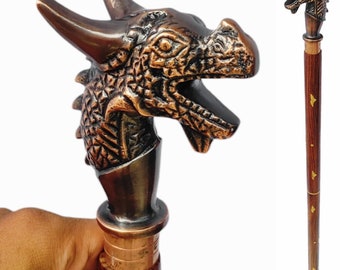 Bastone Da Passeggio In Legno Di Mango Vintage Fatto A Mano Con Manico In Ottone - Foto 5