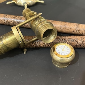 Telescope Handle walking Stick,Victorian Telescope Watch On Top Spyglass.Walking Stick Cane. 39&quot; Brass Handle Handmade Stick Men And Women