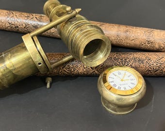 Telescope Handle walking Stick,Victorian Telescope Watch On Top Spyglass.Walking Stick Cane. 39" Brass Handle Handmade Stick Men And Women
