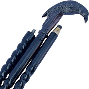 Raven Walking Stick, Vintage Victorian Cane,Twisted Wooden,Antique Style Folding Walking Stick 36&quot; Inches with Handle for Men and Women