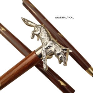 Bastone da passeggio in ottone e legno, regalo di Natale Bastone da passeggio in ottone con manico a forma di volpe, regalo per papà, bastone con manico, bastone con manico Vintagewands per uomini e donne