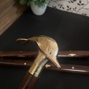 Brass Walking Stick Vintage Designer Victorian Simple Wooden Cane Antique Style Folding Walking Stick 36&quot; Inches for Men and Women,Fish Cane