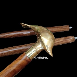 Fish Head Handle Handmade walking stick Vintage Solid wands,Handle Cane Wooden walking stick,Victorian style