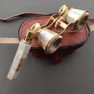 Personalized,Vintage Brass Opera Glasses,Handcrafted Brass Binocular,White Mother of Pearl Gift, Anniversary Gift,Custom, birthday Day,Gift
