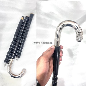 walking stick cane silver,wooden walking stick,handle,Vintage Designer, Walking Stick, head cane,gift for father, Cane for men and women