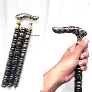 Curved wooden walking stick,Victorian Blacksmite handle,Vintage Designer, Walking Stick, head cane,gift for father, Cane for men and women