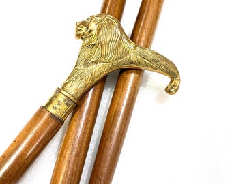 wooden walking stick Lion,Victorian Blacksmite handle,Vintage Designer, Walking Stick, head cane,gift for father, Cane for men and women