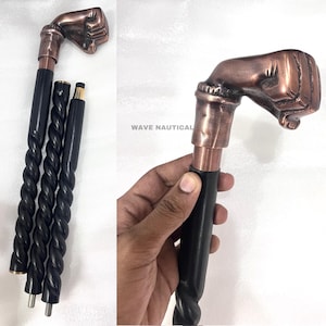 wooden walking stick,Victorian Blacksmite punch handle,Vintage Designer, Walking Stick, head cane,gift for father, Cane for men and women
