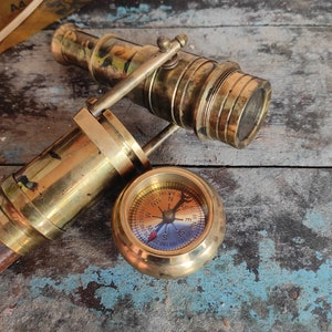 Personalized Brass Telescope,Walking  Stick, Engraved Spyglass Handle, Handmade Stick Cane,Telescope Cane,Gift For Husband,Customized Gift