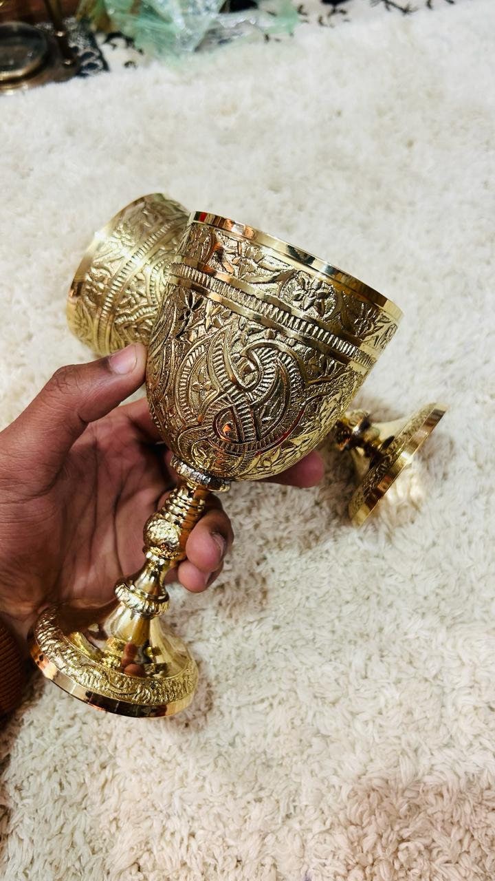 Personalization Engraving Brass Goblet Glass Engraved Handmade Royal ...