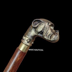 wooden walking stick, Dog -Style Head Walking Stick, Wooden Handle cane,Vintage Solid wands,Handle Cane for men and women