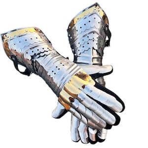 Medieval Templar Gauntlets Steel Medieval Armor Gloves  Reenactment Fantasy Role play costume,gift Halloween Decor