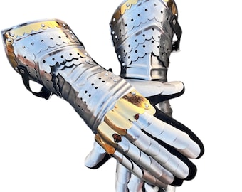 Medieval Templar Gauntlets Steel Medieval Armor Gloves  Reenactment Fantasy Role play costume,gift Halloween Decor