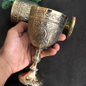 Personalization Brass Royal king Goblet,Chalice,Engraved, Handmade Wine Cup,6 inch Glass,Gift For Wedding, Birthday, Anniversary,Christmas