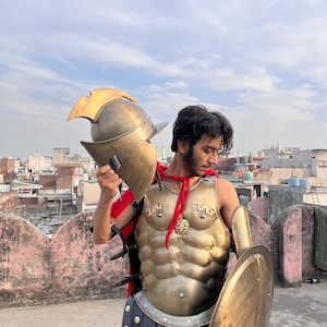 Spartan King Leonidas 300 Costume ,Armour,,Helmet,Muscle Jacket,Leg,Arm/Shield,Halloween Cosplay,Home Decor,Gateway Decor,LARP SCA,Gift,