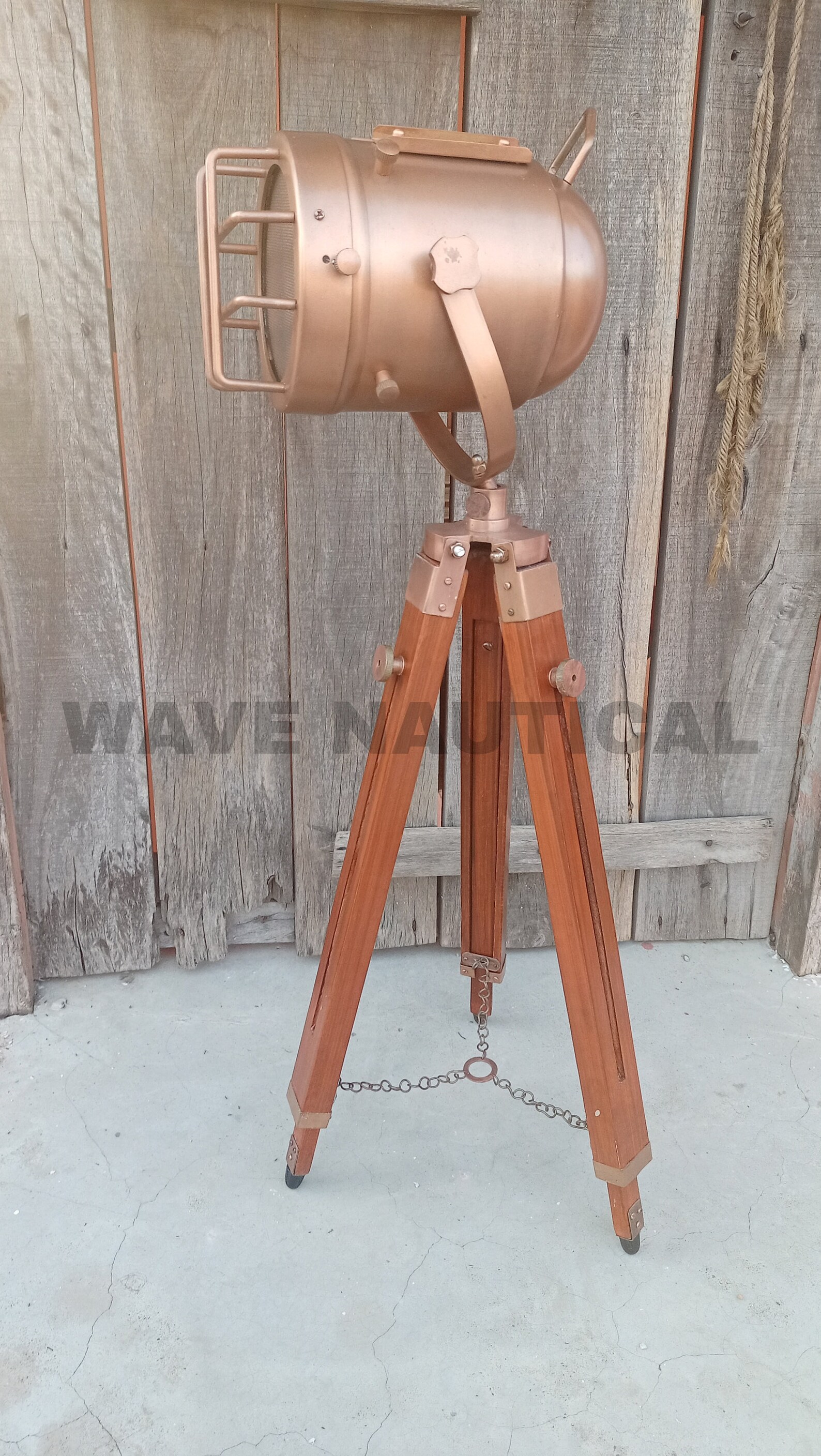 Copper Finish Tripod Floor Lamp Light Wooden Tripod Home Decor Etsy