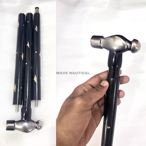 wooden walking stick,Victorian Blacksmite Hammer handle,Vintage Designer, Walking Stick, head cane,gift for father, Cane for men and women