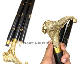 wooden walking stick Lion,Victorian Blacksmite handle,Vintage Designer, Walking Stick, head cane,gift for father, Cane for men and women