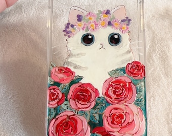 Caja de teléfono pintada a mano, casos de Iphone pintados a mano personalizados, Sailor Moon, el gato de Cheshire, regalos divertidos