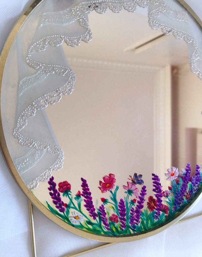 Espejo personalizado, cartel de bienvenida para bodas, espejo de pared, espejo pintado a mano, regalo personalizado, espejo único, diseño Art Déco imagen 9