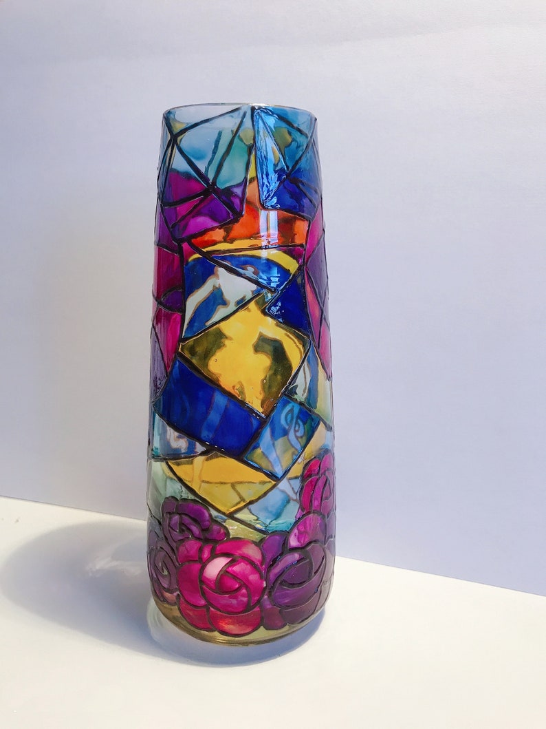 Handpainted Stained Glass Vase Lamp Vase Sailor Moon Gift Etsy