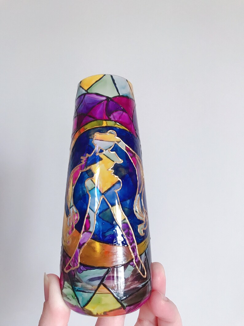 Handpainted Stained Glass Vase Lamp Vase Sailor Moon Gift Etsy