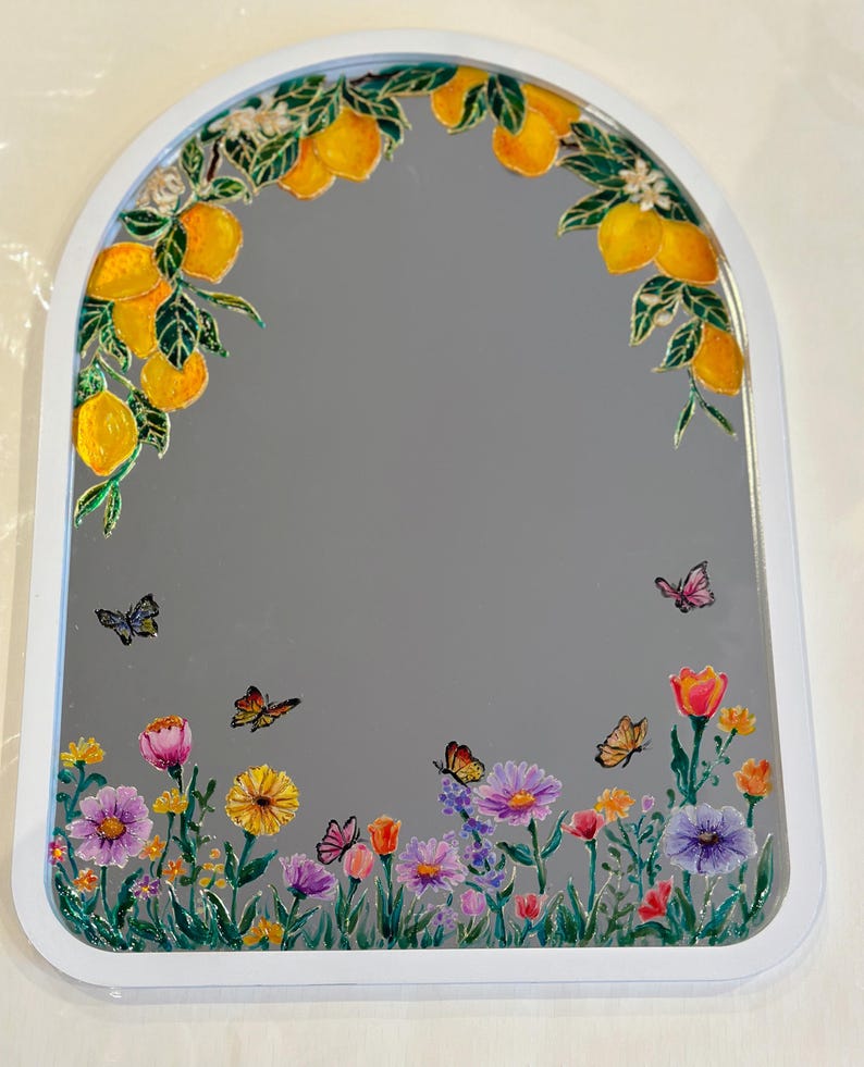 Espejo personalizado, cartel de bienvenida para bodas, espejo de pared, espejo pintado a mano, regalo personalizado, espejo único, diseño Art Déco imagen 3