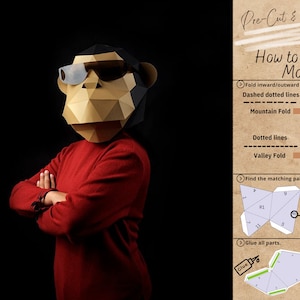 Gorilla Mask DIY - Paper Head Mask Kit, Pre-Cut & Pre-Folded