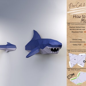 Shark 3D Papercraft Kit - Animal Wall Art Decor, Low Poly Paper Craft, Shark Pepakura Sculpture Trophy DIY by Papercraft World