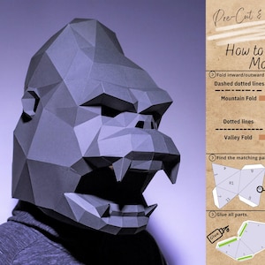 King Kong Mask DIY - Paper Head Mask Kit, Pre-Cut & Pre-Folded