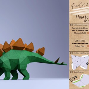 Stegosaurus 3D Papercraft Kit - Animal Trophy Statue, Dinosaur Figure ...