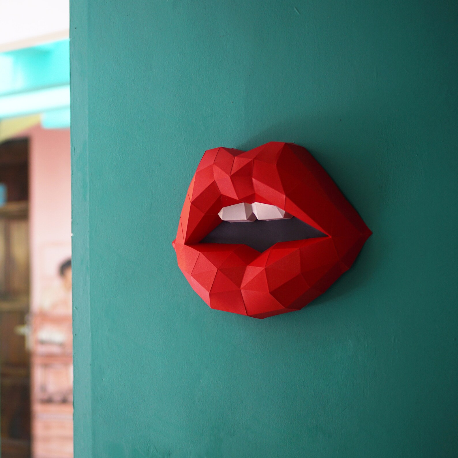 Red Lips Wall Art Papercraft 3D Low Poly Paper Model Sculpture - Etsy